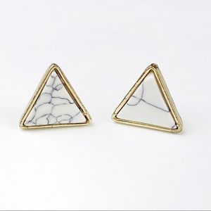 Marble & Gold Triangle Geometric Earrings